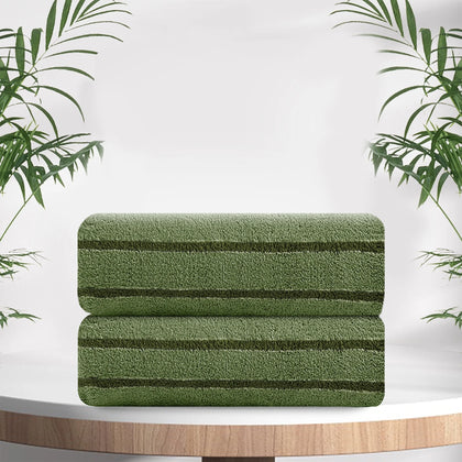 2 Pieces Bicolor Striped Hand Towel Set