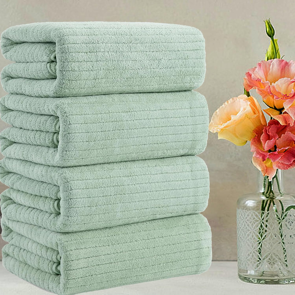 Smuge 2 Pack Oversized Bath Sheet Towels (35 x 70 in,White) 700