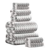 Beartech 8 Piece Microfiber Bath Towel Set 2 Oversized Bath Sheet,2 Hand Towels and 4 Washcloths