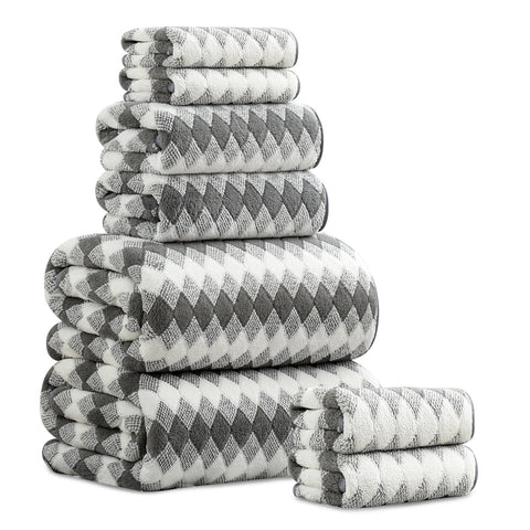 Beartech 8 Piece Microfiber Bath Towel Set 2 Oversized Bath Sheet,2 Hand Towels and 4 Washcloths