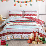 Christmas Quilts Set Twin/Queen/King Size Quilt Microfiber Bedspread Coverlet Set
