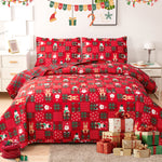 Christmas Quilts Set Twin/Queen/King Size Quilt Microfiber Bedspread Coverlet Set