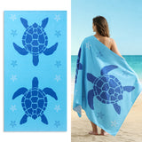 4 Pack Microfiber Oversized Beach Towel Set, 40"x70" Sea Turtle Beach Towels