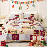 Christmas Quilts Set Twin/Queen/King Size Quilt Microfiber Bedspread Coverlet Set