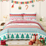 Christmas Quilts Set Twin/Queen/King Size Quilt Microfiber Bedspread Coverlet Set