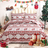 Christmas Quilts Set Twin/Queen/King Size Quilt Microfiber Bedspread Coverlet Set