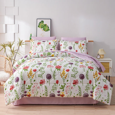 3/7-Piece Comforter Set - Bed in a Bag with Flat Sheet, Fitted Sheet, Pillowcases & Shams