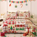 Christmas Quilts Set Twin/Queen/King Size Quilt Microfiber Bedspread Coverlet Set