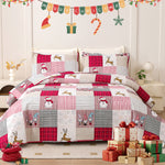 Christmas Quilts Set Twin/Queen/King Size Quilt Microfiber Bedspread Coverlet Set