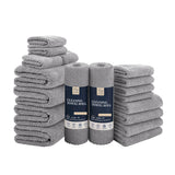 Jessy Home 18 Piece Light Purple Towel Set Include 4 Bath Towels,4 Hand Towels,4 Fingertip Towels,4 Washcloths,2 Rolls Cleaning Towels,Soft Microfiber Highly Absorbent Towel Set for Bathroom