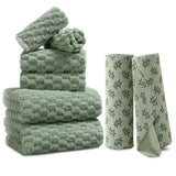 Jessy Home Pink 8 Piece Towel Set Includes 2 Bath Towels, 2 Hand Towels, 2 Washcloths and 2 Rolls Cleaning Towels, Soft Microfiber Highly Absorbent Family Towel Sets for Bathroom & Hotel & Spa