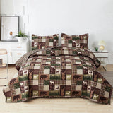 Covina Rustic Bear Quilt Set Plaid Bedspread Polyester Bedding