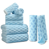 Jessy Home Pink 8 Piece Towel Set Includes 2 Bath Towels, 2 Hand Towels, 2 Washcloths and 2 Rolls Cleaning Towels, Soft Microfiber Highly Absorbent Family Towel Sets for Bathroom & Hotel & Spa