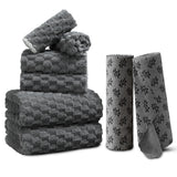 Jessy Home Pink 8 Piece Towel Set Includes 2 Bath Towels, 2 Hand Towels, 2 Washcloths and 2 Rolls Cleaning Towels, Soft Microfiber Highly Absorbent Family Towel Sets for Bathroom & Hotel & Spa