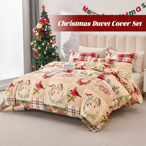 Christmas Quilt Set Queen/Full Size Lightweight Soft Moose Deer Bedspread Coverlet New Year Holiday Bedding Blue Christmas Snowman Bedsheet with Pillowshams