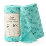 Jessy Home 2 Rolls Reusable Paper Towels, 100 Sheets Washable Microfiber Cleaning Cloths Roll for Kitchen & Household Cleaning