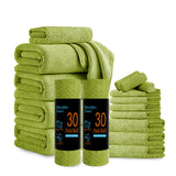 Jessy Home 18 Piece Light Purple Towel Set Include 4 Bath Towels,4 Hand Towels,4 Fingertip Towels,4 Washcloths,2 Rolls Cleaning Towels,Soft Microfiber Highly Absorbent Towel Set for Bathroom