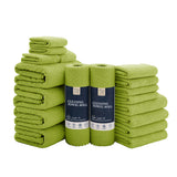 Jessy Home 18 Piece Light Purple Towel Set Include 4 Bath Towels,4 Hand Towels,4 Fingertip Towels,4 Washcloths,2 Rolls Cleaning Towels,Soft Microfiber Highly Absorbent Towel Set for Bathroom