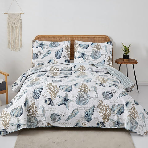 Quilts Set Shell Lightweight Microfiber Bedding Set