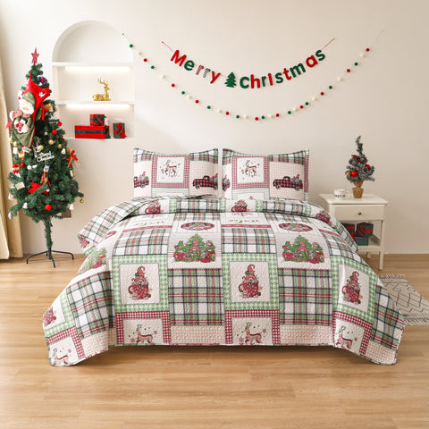 Christmas Floral Quilts Set Quilts Lightweight Bedspread Coverlet Set Blessing Christmas