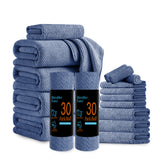 Jessy Home 18 Piece Light Purple Towel Set Include 4 Bath Towels,4 Hand Towels,4 Fingertip Towels,4 Washcloths,2 Rolls Cleaning Towels,Soft Microfiber Highly Absorbent Towel Set for Bathroom