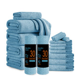 Jessy Home 18 Piece Light Purple Towel Set Include 4 Bath Towels,4 Hand Towels,4 Fingertip Towels,4 Washcloths,2 Rolls Cleaning Towels,Soft Microfiber Highly Absorbent Towel Set for Bathroom