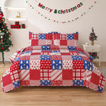Smuge Christmas Red Gray Snowflake Bedding Sets Reindeer Quilt Sets Lantarn Bedspread Coverlet Set with 2 Pillow Shams