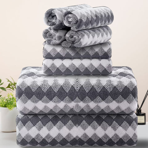 8 Pcs Lattice Microfiber Bath Towel Set