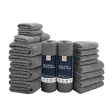 Jessy Home 18 Piece Light Purple Towel Set Include 4 Bath Towels,4 Hand Towels,4 Fingertip Towels,4 Washcloths,2 Rolls Cleaning Towels,Soft Microfiber Highly Absorbent Towel Set for Bathroom