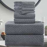 8 Piece Leave Bath Towel Set