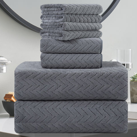 8 Piece Leave Bath Towel Set