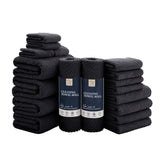 Jessy Home 18 Piece Light Purple Towel Set Include 4 Bath Towels,4 Hand Towels,4 Fingertip Towels,4 Washcloths,2 Rolls Cleaning Towels,Soft Microfiber Highly Absorbent Towel Set for Bathroom
