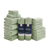 Jessy Home 18 Piece Light Purple Towel Set Include 4 Bath Towels,4 Hand Towels,4 Fingertip Towels,4 Washcloths,2 Rolls Cleaning Towels,Soft Microfiber Highly Absorbent Towel Set for Bathroom