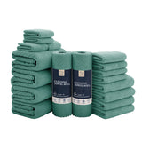 Jessy Home 18 Piece Light Purple Towel Set Include 4 Bath Towels,4 Hand Towels,4 Fingertip Towels,4 Washcloths,2 Rolls Cleaning Towels,Soft Microfiber Highly Absorbent Towel Set for Bathroom