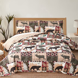 Bear Deer Quilts Set Twin/Queen/King Size Bedspread Soft Microfiber Coverlet