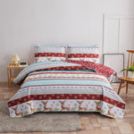 Christmas Floral Quilt Set Queen/Full Size Quilts Lightweight Bedspread Coverlet Set