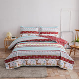 Christmas Floral Quilt Set Queen/Full Size Quilts Lightweight Bedspread Coverlet Set