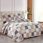 Plaid Patchwork Quilts Set Twin/Queen/King Size Bedspread Soft Microfiber Coverlet