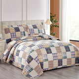 Plaid Patchwork Quilts Set Twin/Queen/King Size Bedspread Soft Microfiber Coverlet