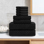 CHINO Oversized Bath Towel Set of 8, 2 Large Bath Sheets, 2 Hand Towels, 4 Washcloths-Soft, Quick Dry, Super Absorbent, Diamond Pattern Microfiber Towels for Bathroom, Beach, Travel, Fitness