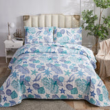Ocean Quilts Set Twin/Queen/King Size Bedspread Soft Microfiber Coverlet