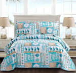 Ocean Quilts Set Twin/Queen/King Size Bedspread Soft Microfiber Coverlet