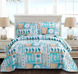 Ocean Quilts Set Twin/Queen/King Size Bedspread Soft Microfiber Coverlet