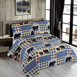 Bear Deer Quilts Set Twin/Queen/King Size Bedspread Soft Microfiber Coverlet