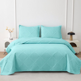 Jessy Home Solid Color Bed Quilt Set Microfiber Bedspread Coverlet