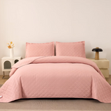 Jessy Home Solid Color Bed Quilt Set Microfiber Bedspread Coverlet