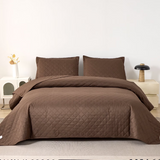 Jessy Home Solid Color Bed Quilt Set Microfiber Bedspread Coverlet