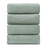Covina Home 4 Pcs Bath Towel Set Light Green Microfiber Bathroom Towel Set Ultra Soft Plush Oversized Towels Adult Luxury Bath Sheet