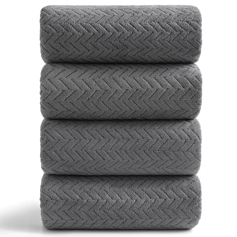 Covina Home 4-Pack Bath Towel Set, Oversized Ultra Soft Microfiber Bathroom Towel Set Adult Luxury Lightweight Cozy Collection