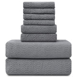 Covina Home 8 Pcs Bath Towel Set Microfiber Bathroom Towel Set Ultra Soft Plush Oversized Towels Adult Luxury Bath Sheet
